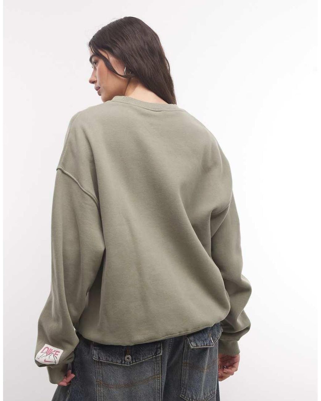 Nike Brown Studio Fleece Oversized Sweat With Back Print