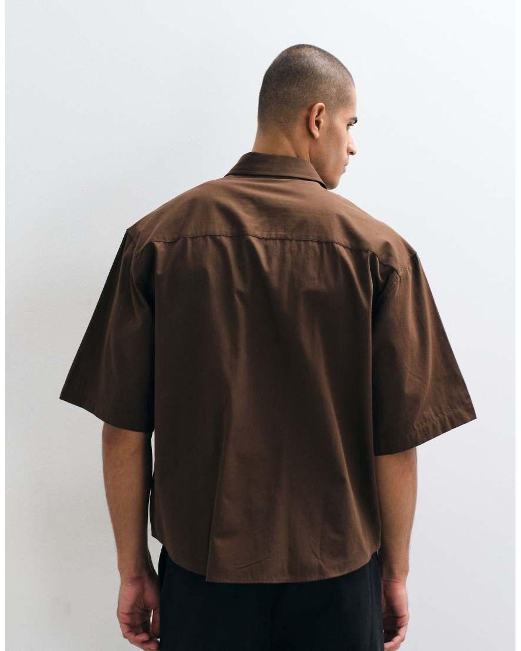 ASOS Brown Oversized Poplin Shirt for men