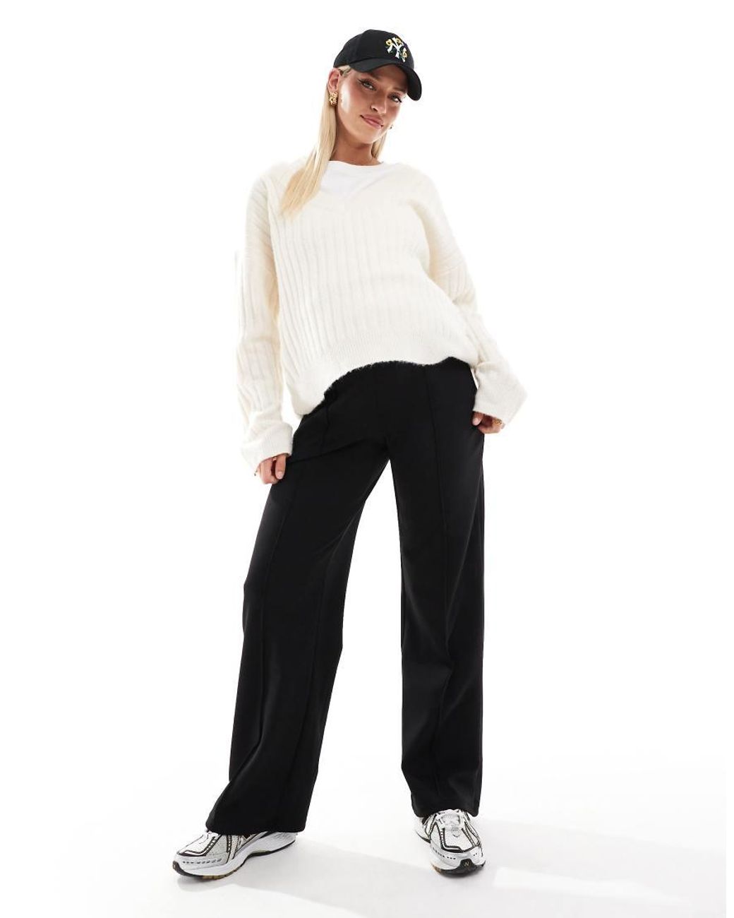 Vero Moda Blue Pleat Front Wide Leg Trousers