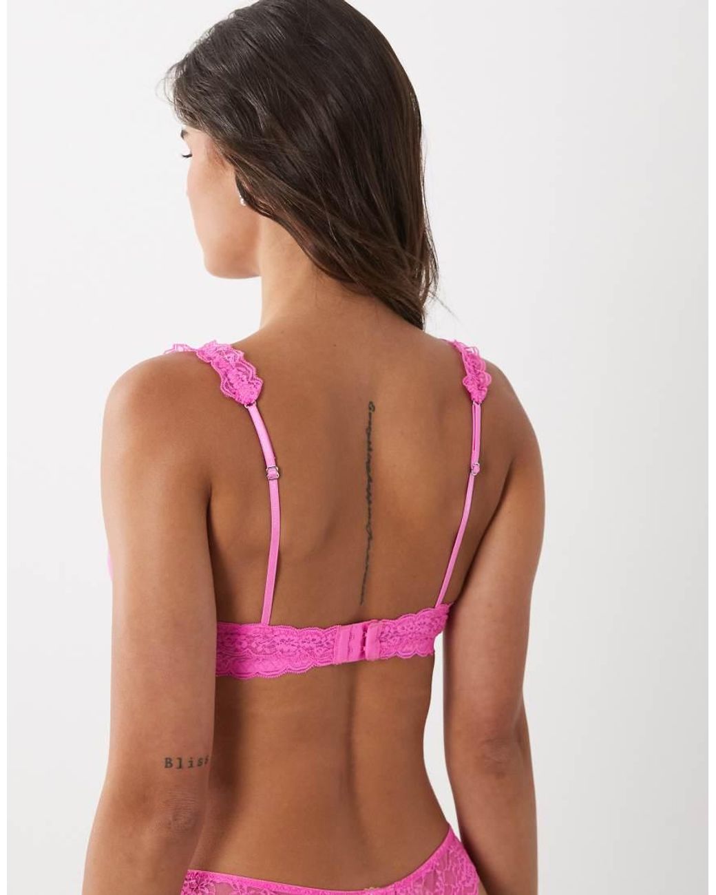 ASOS Pink Lucinda Lace Balcony Bra With Lace Trim
