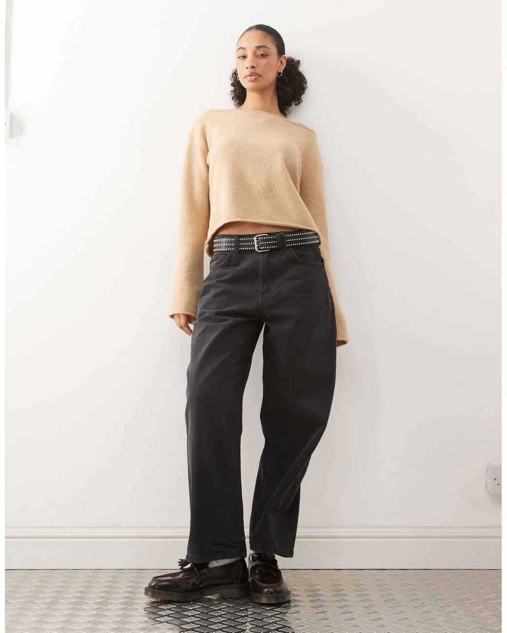 Monki Natural – schulterfreier strickpullover