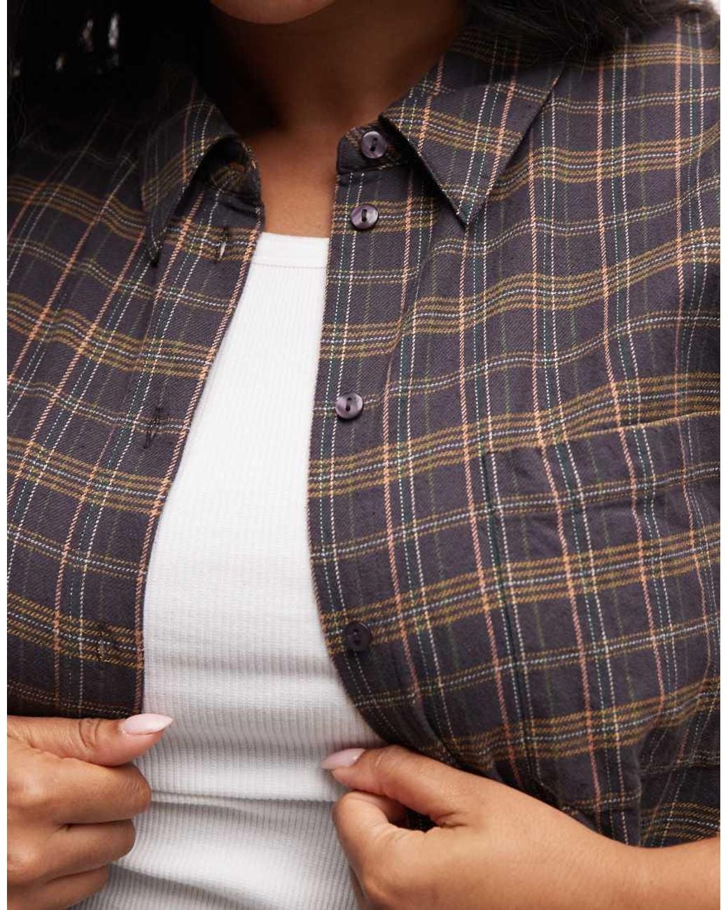 ASOS Brown Asos Design Curve Washed Check Shirt