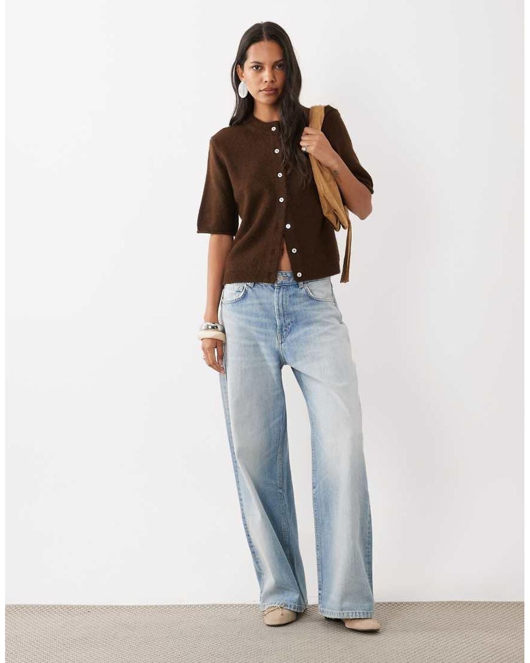 ASOS Brown Lightweight Relaxed Short Sleeve Cardigan