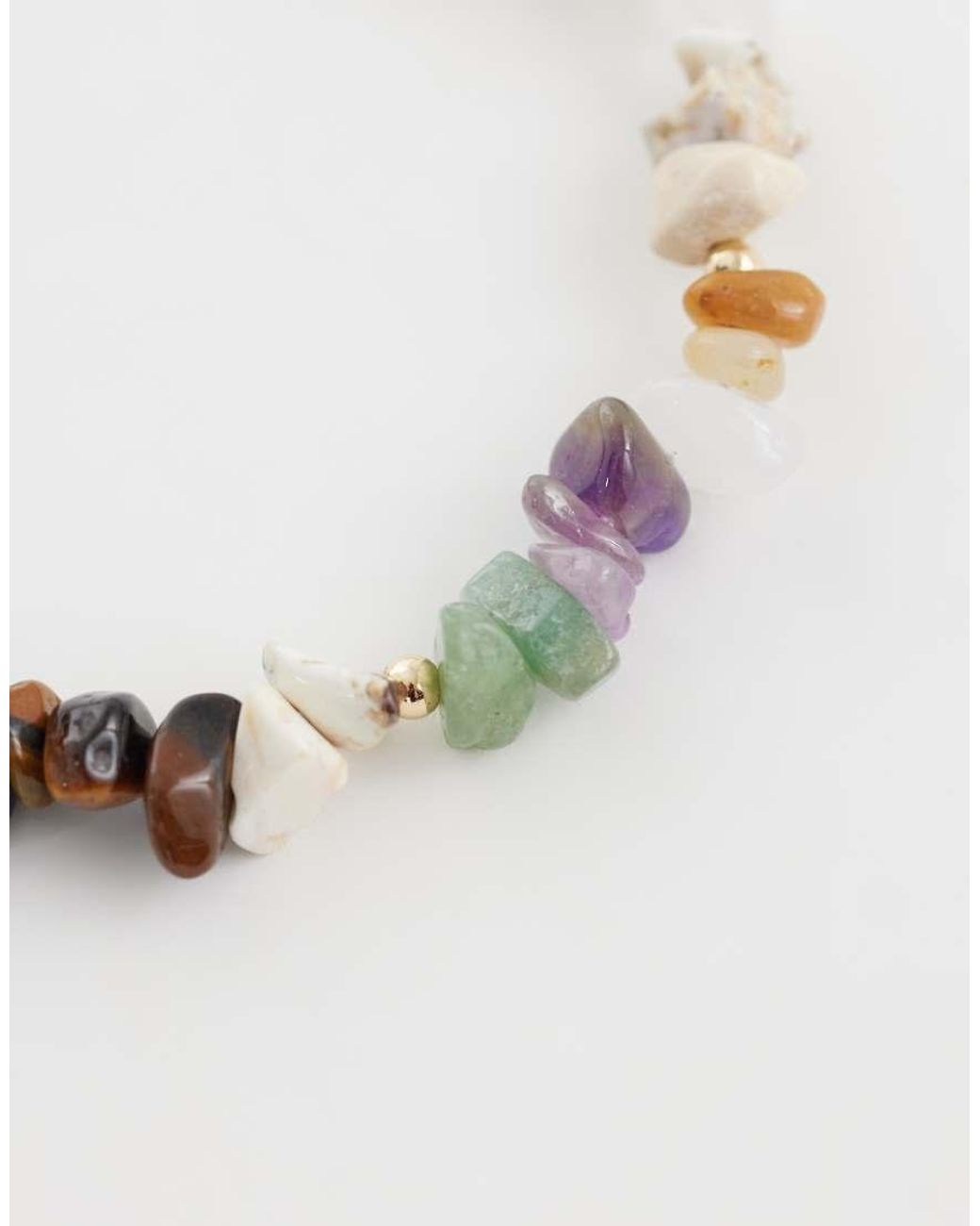 ASOS Natural Mixed Semi-precious Chipping Stone Bracelet for men