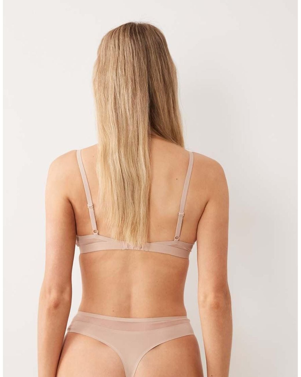 ASOS Gray Ella Microfibre High Leg High Waist Thong With Mesh Detail