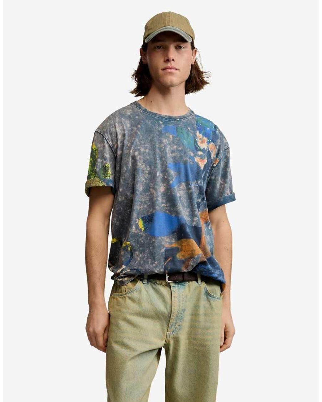 Desigual Blue Printed Arty T-Shirt for men