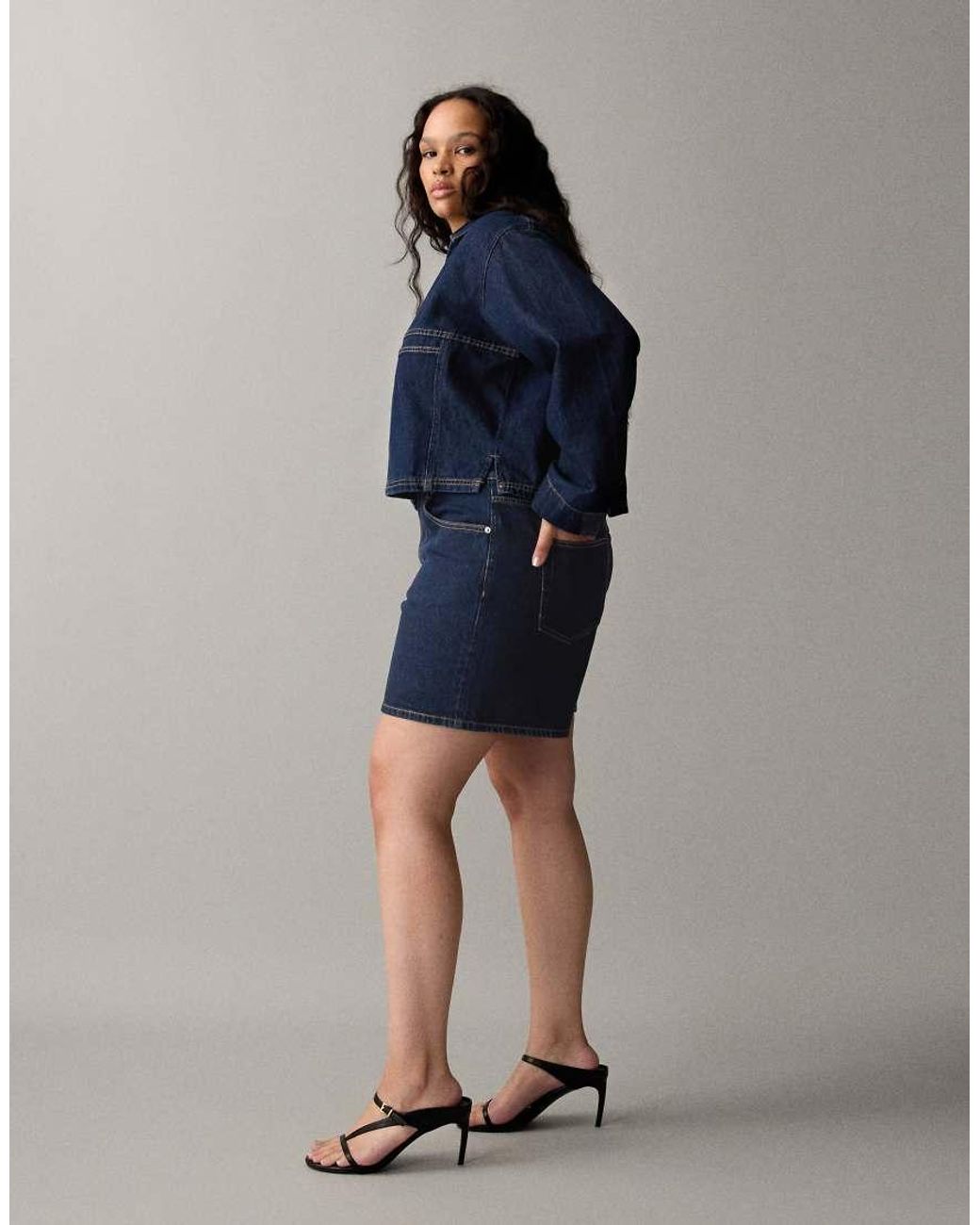ASOS Blue Asos Design Curve Denim Dad Short