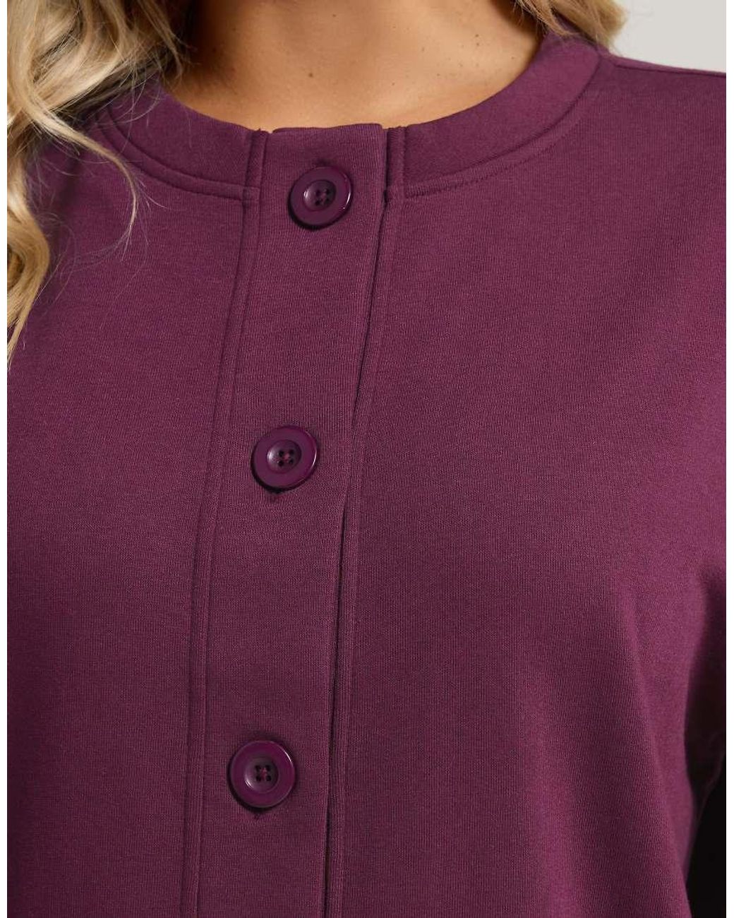 Yours Clothing Purple Jersey Button Cardigan