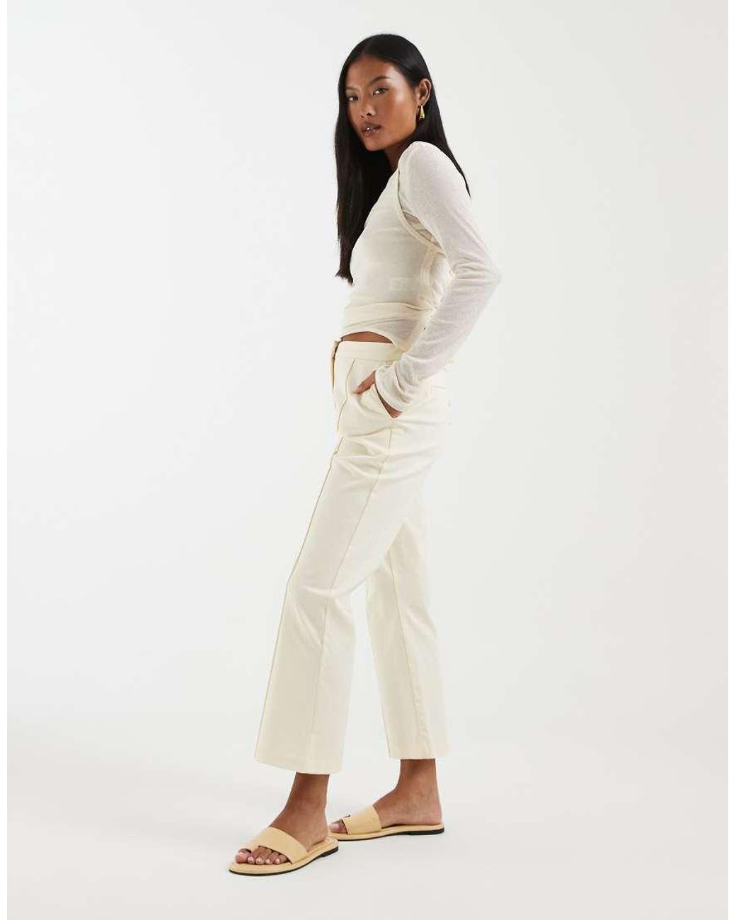 ASOS Natural Petite Tailored Kick Flare