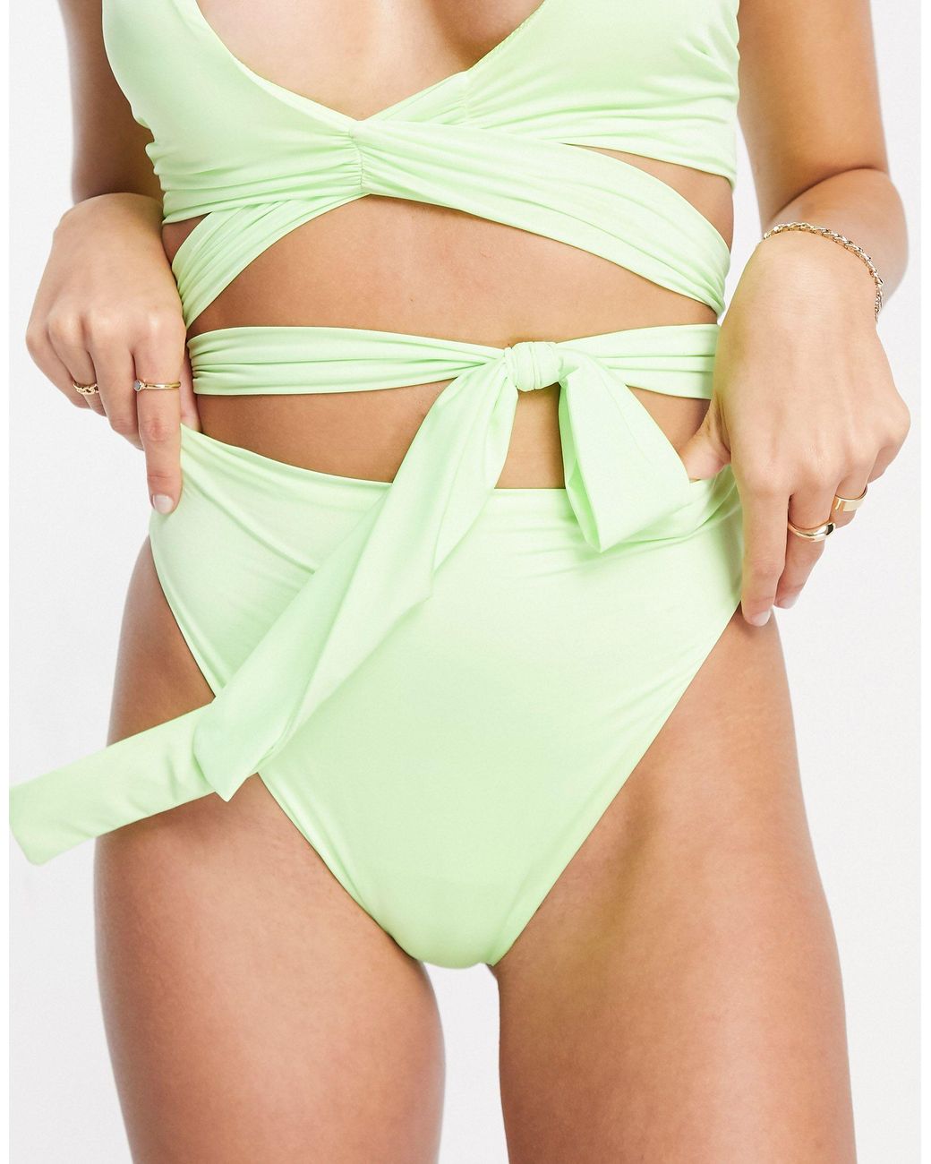 ASOS High Waist Bikini Bottom In Green Lyst