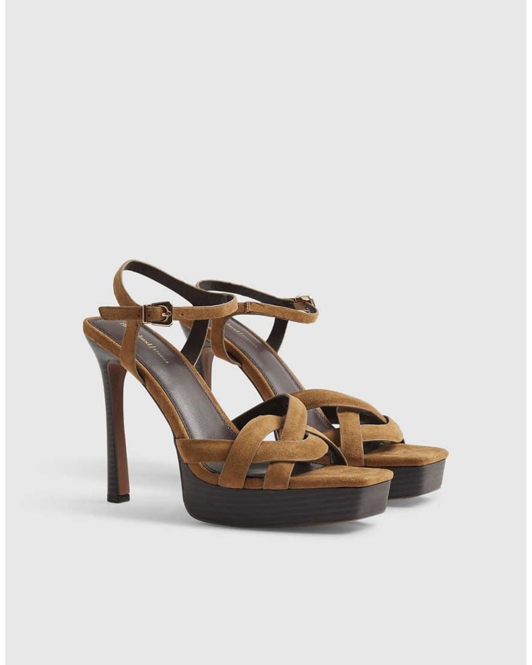 River Island Brown Faux Suede Twisted Heeled Sandals