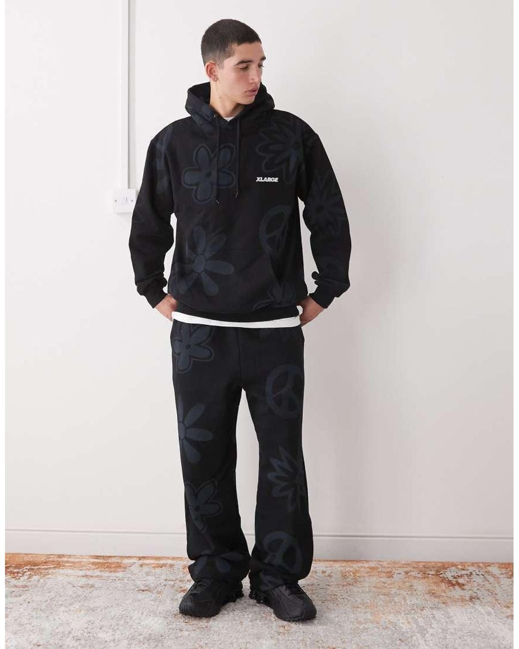 Xlarge Blue Peace Print Logo Hoodie Co-ord for men