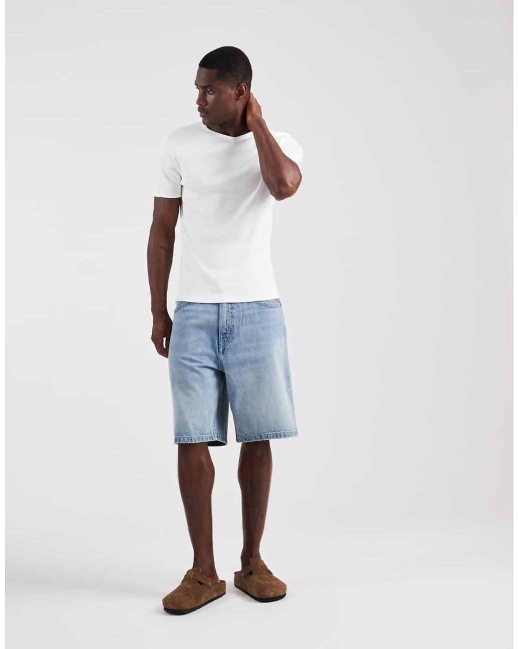 Calvin Klein Blue 90s Relaxed Fit Linen-mix Denim Shorts for men