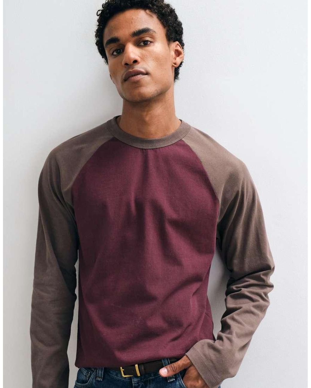 ASOS Purple Boxy Relaxed Long Sleeve Raglan T-Shirt for men