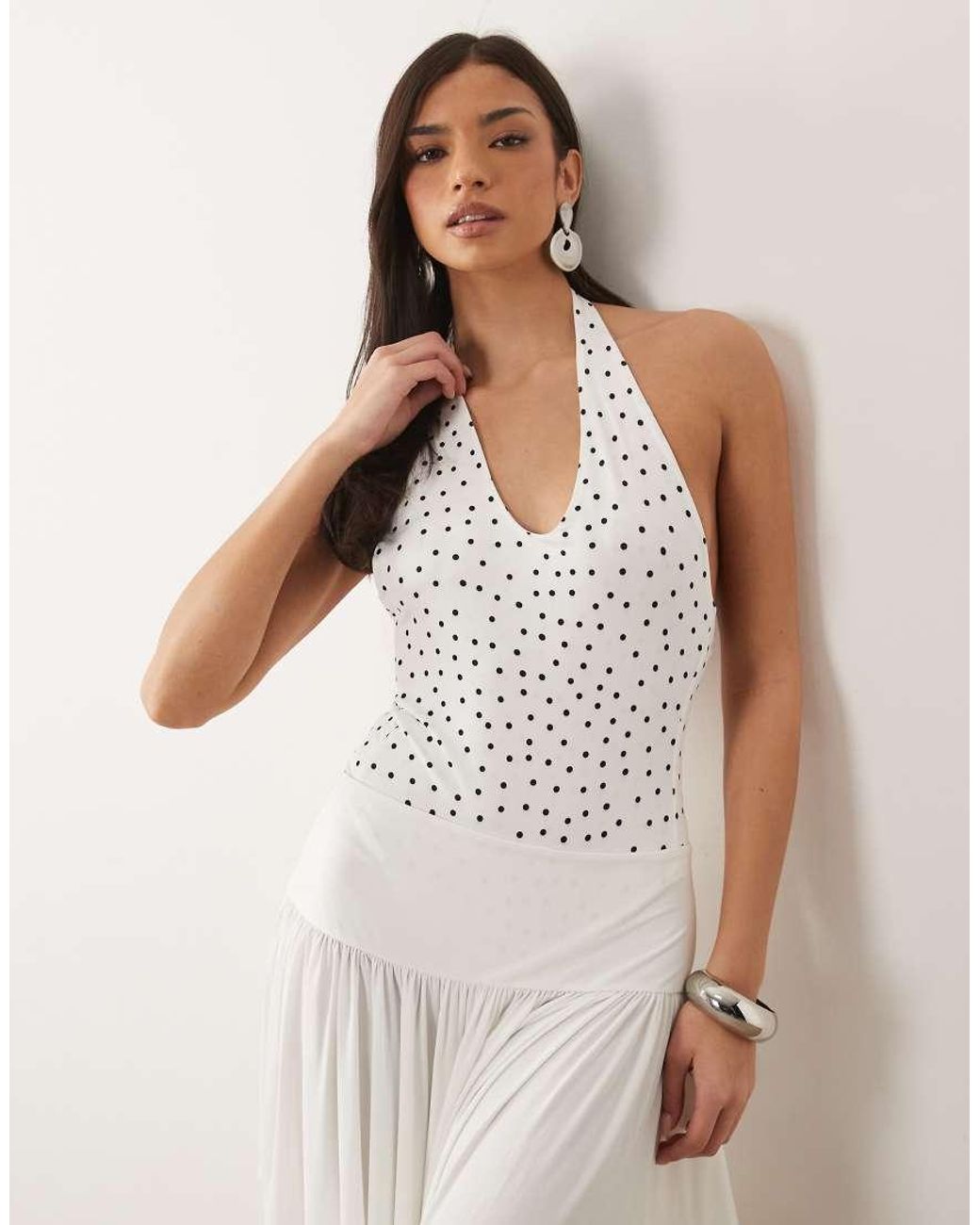 ASOS White Polyamide Scoop Bodysuit