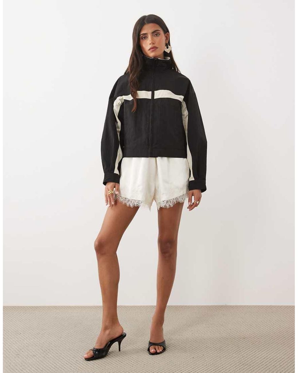 Lioness Black Essential Funnel Neck Windbreaker Jacket