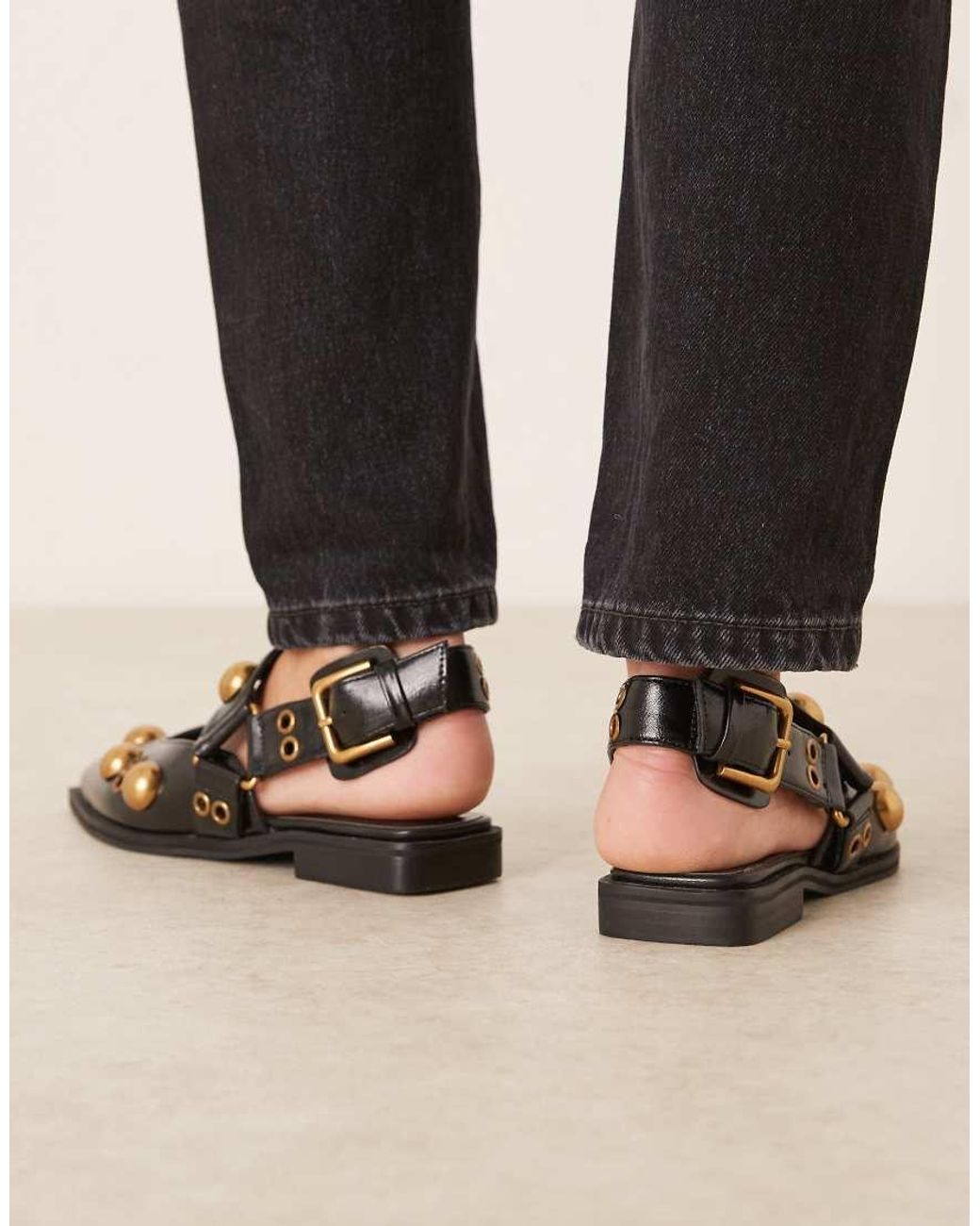 ASOS Black Luxor Studded Mary Jane Ballets
