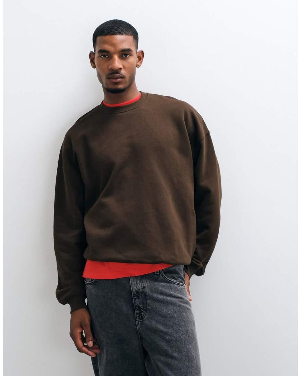 ASOS Brown Essential Extreme Oversized Sweatshirt for men