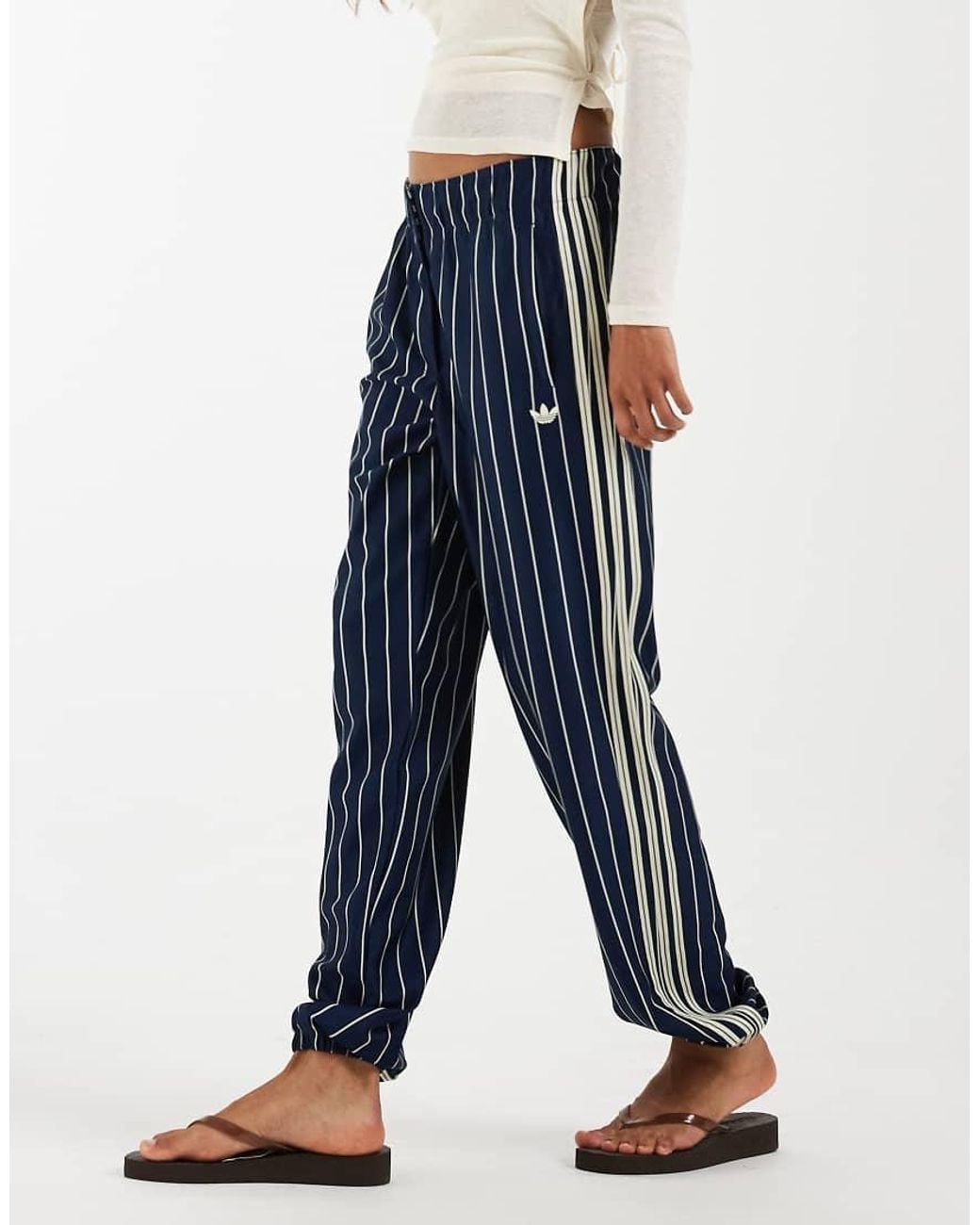 Adidas Originals Blue Pinstripe Firebird Track Pant