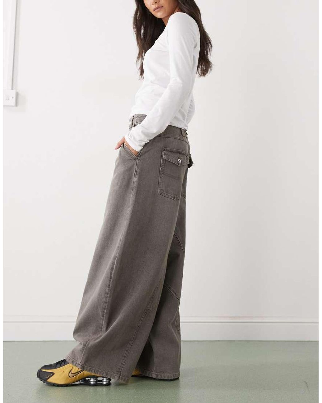Collusion Gray X006 Xl Balloon Low Rise Jeans