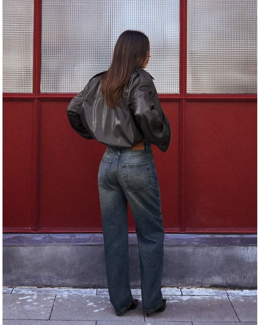 Bershka Red High-waist Loose Fit Jeans