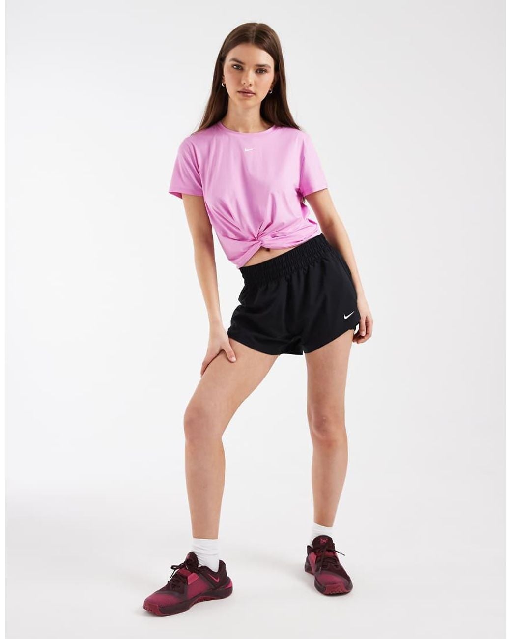 Nike Purple Nike One Training Dri-Fit Mid Rise 3 Inch 2