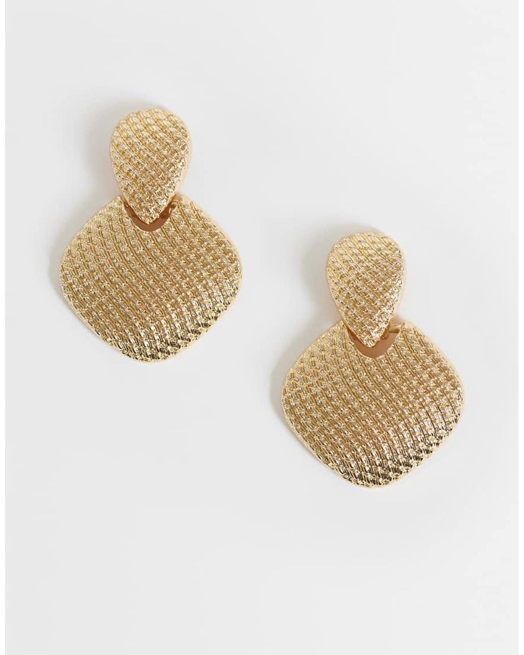 ASOS Metallic Drop Earrings With Textured Design