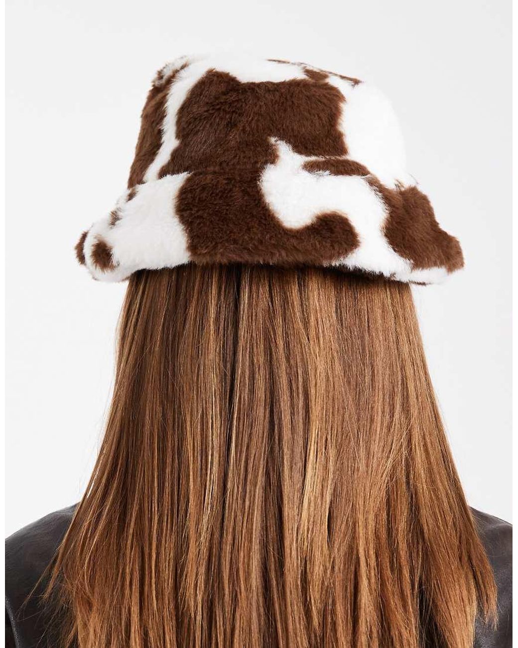 Pieces Black Faux Fur Bucket Hat