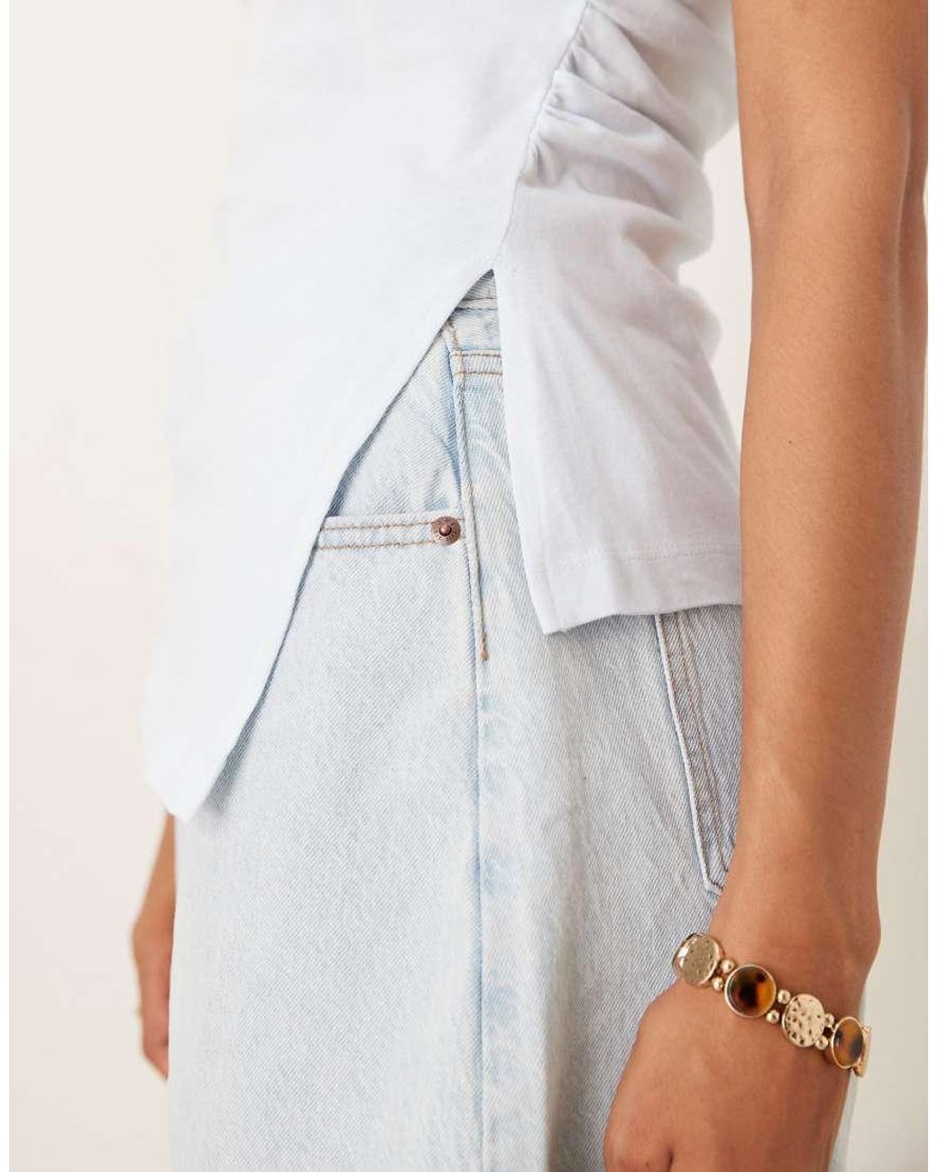 ASOS White Cinched Tank Top With Asymmetric Hem