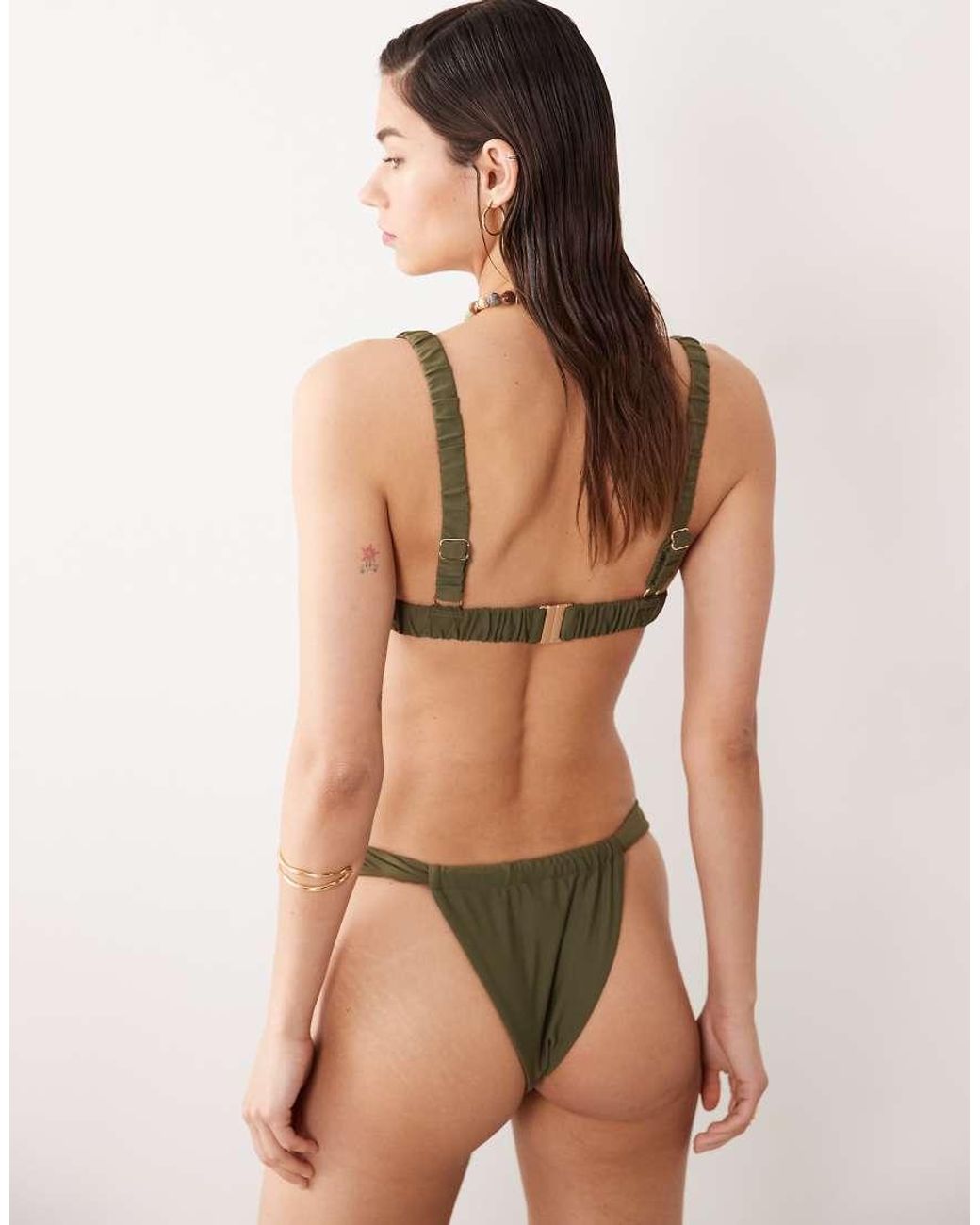 Miss Selfridge Natural Mix And Match Ruched Cup Bikini Top