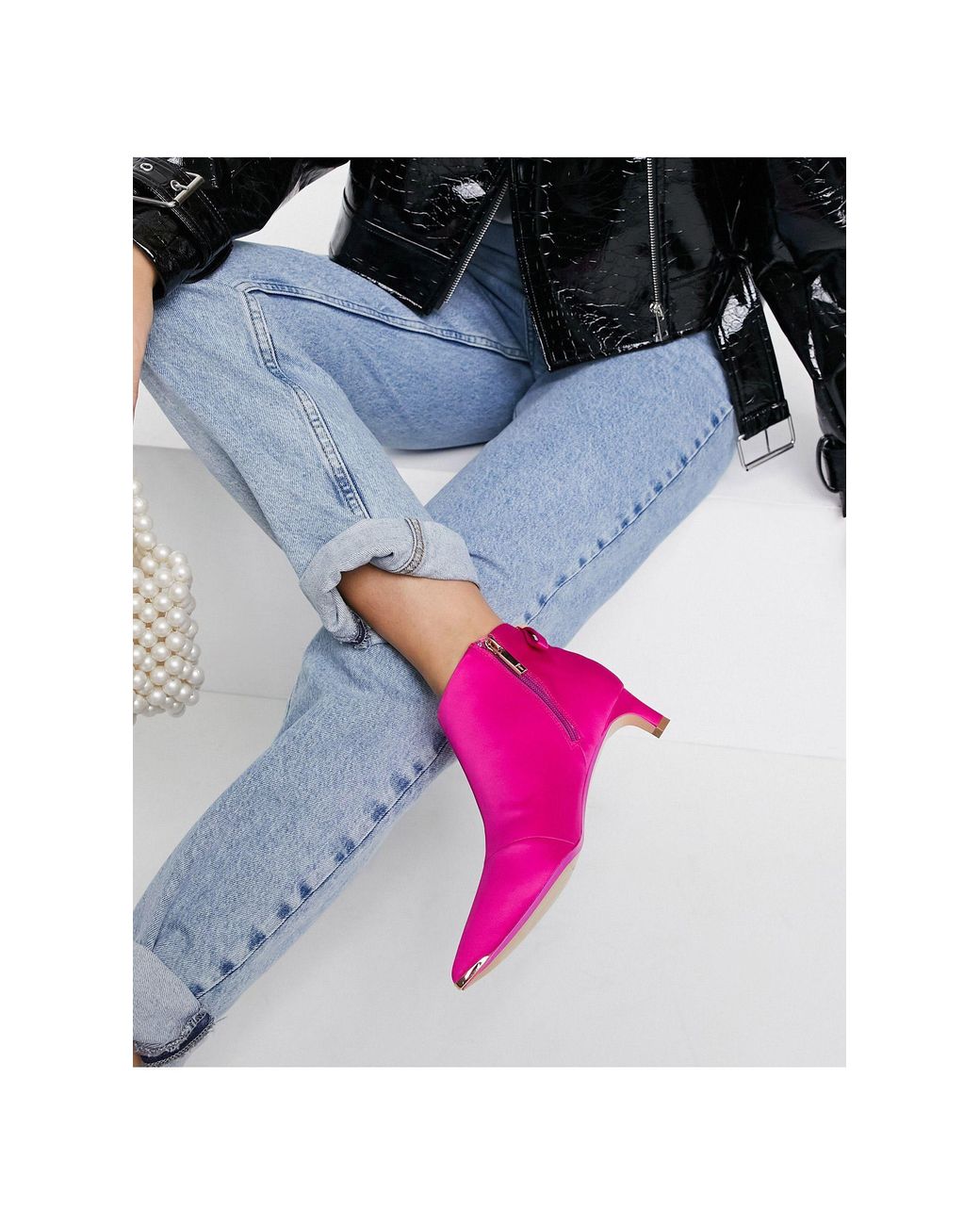 pink kitten heel boots