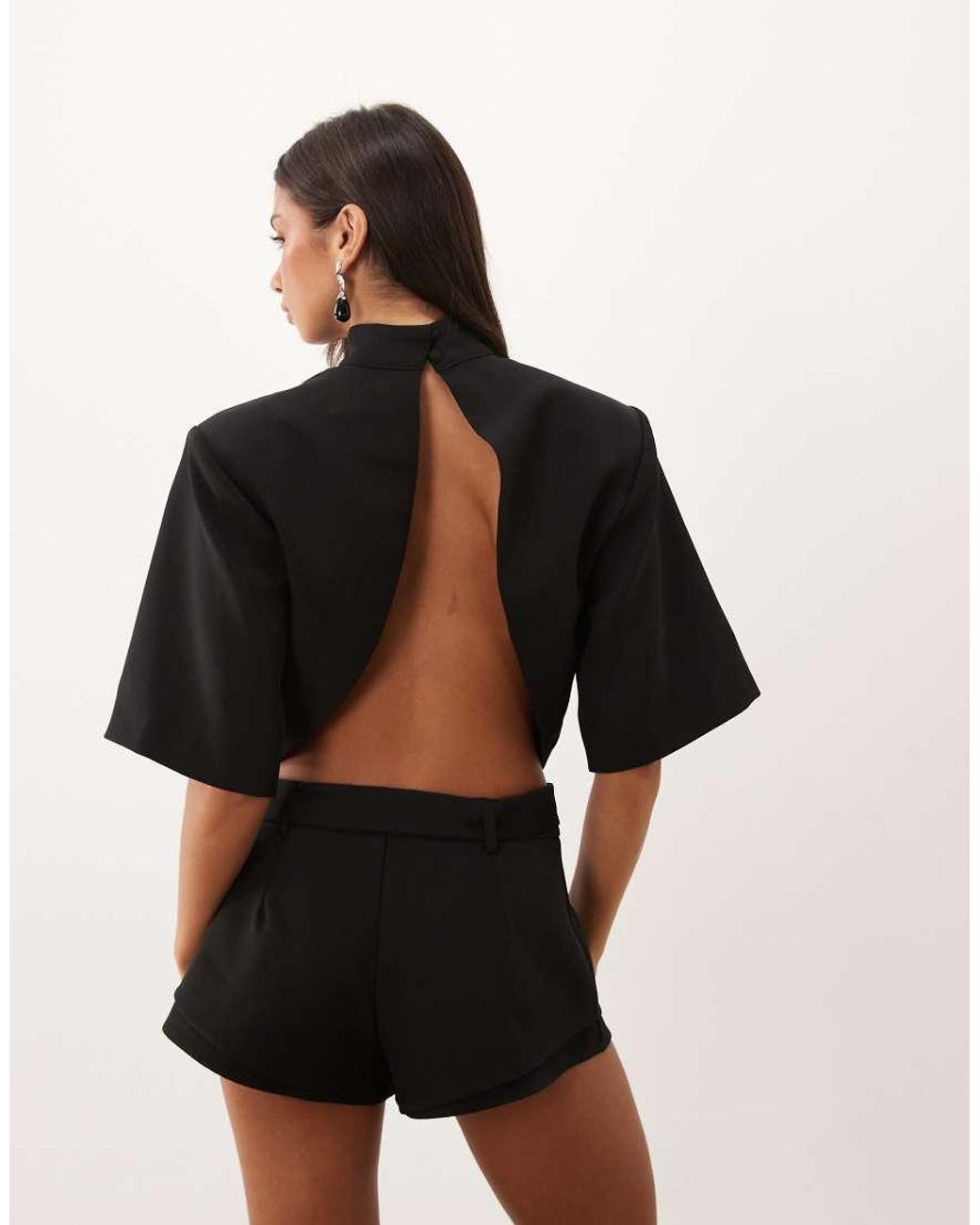 Missy Empire Black Missy Empire High Neck Batwing Sleeve Open Back Top