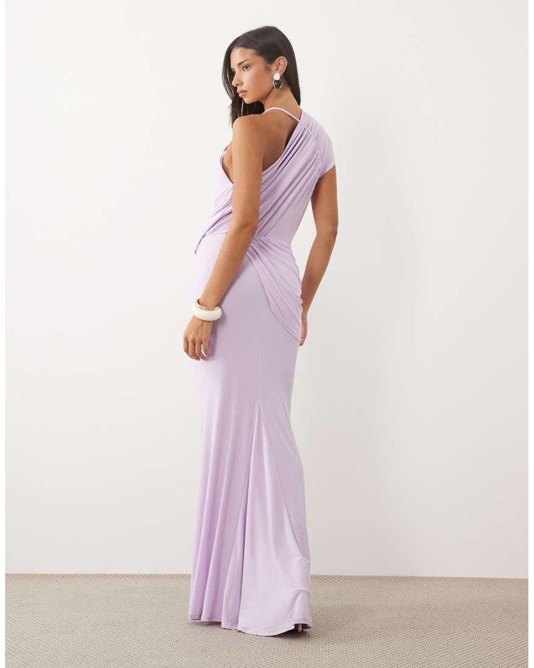 ASOS Purple One-shoulder Draped Dress With Hardware Detail