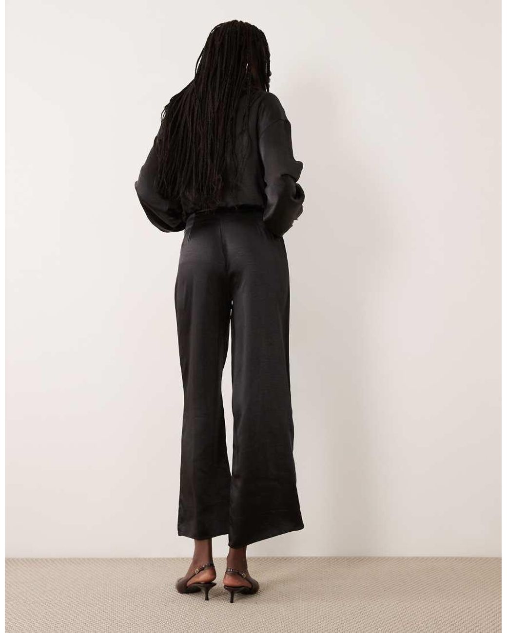 4th & Reckless Black Satin Relaxed Pant Co-ord