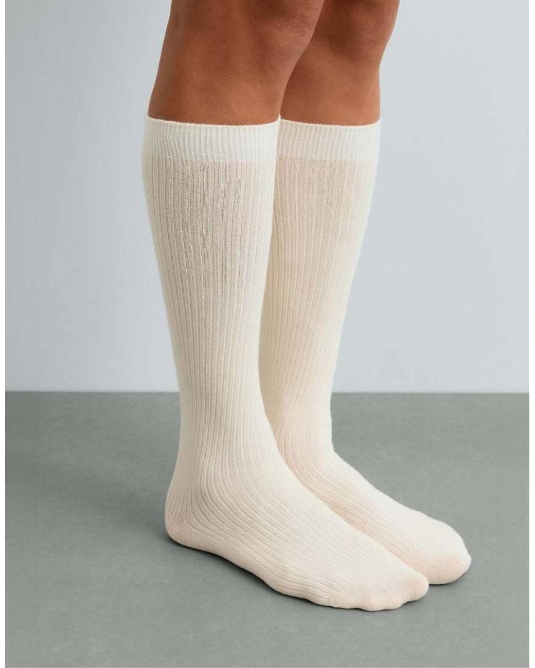 Oysho White Cashmere 17% Long Socks 61% Modal