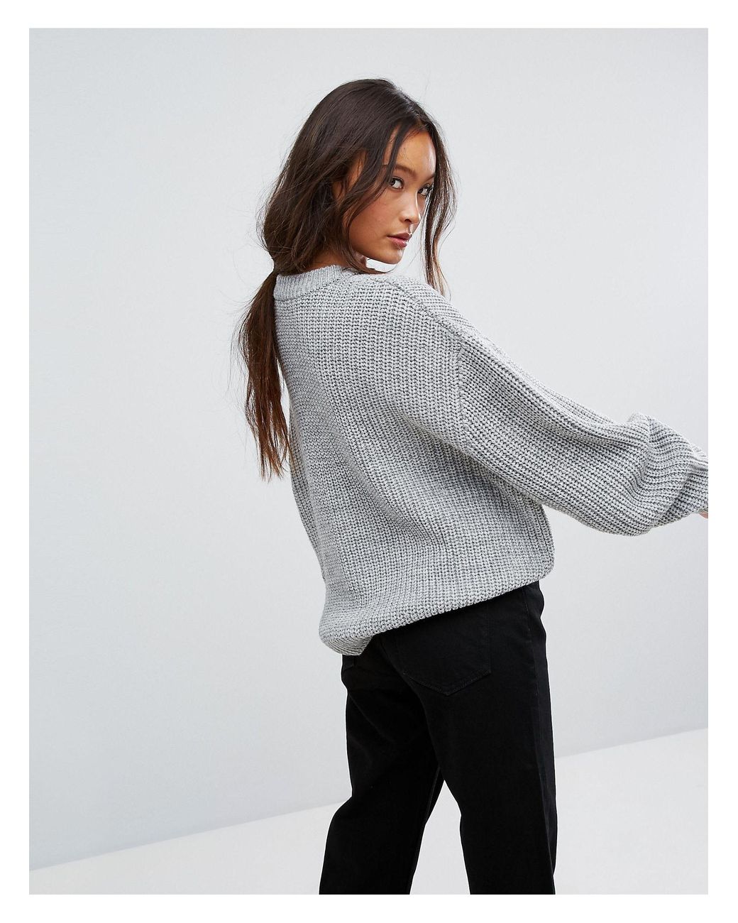 Weekday Huge Knit Sweater in Gray | Lyst