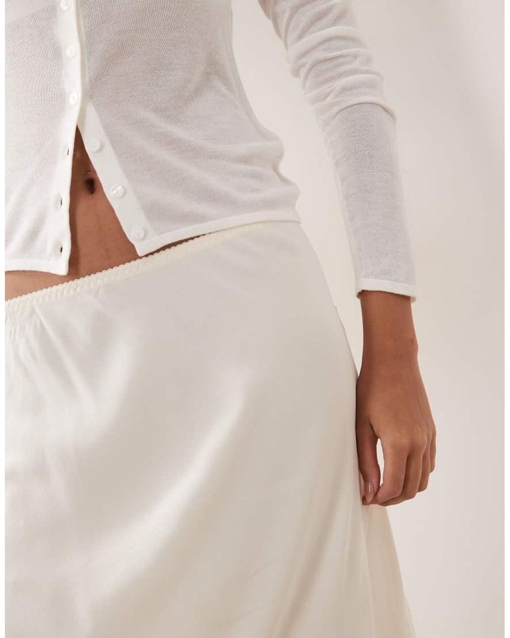 ARKET Natural Satin Midi Skirt