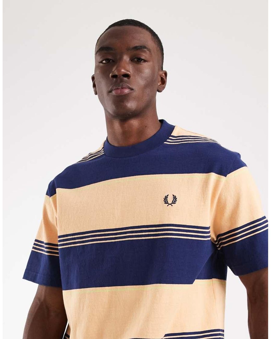 Fred Perry Blue Heavyweight Stripe T-shirt for men
