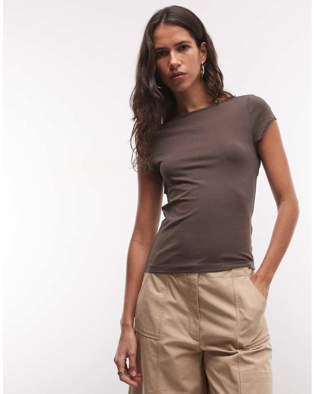 Noisy May Brown Open Back T-shirt