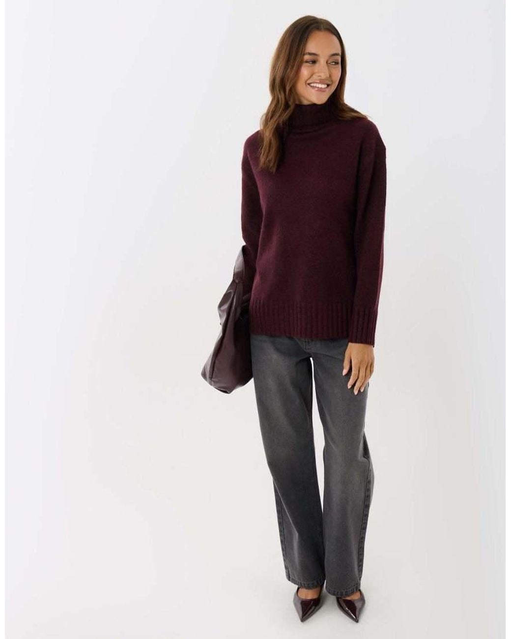 Threadbare Red Oversized Roll Neck Jumper