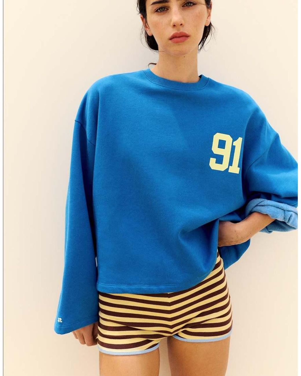 Pull&Bear Blue 91 Graphic Relaxed Fit Sweatshirt