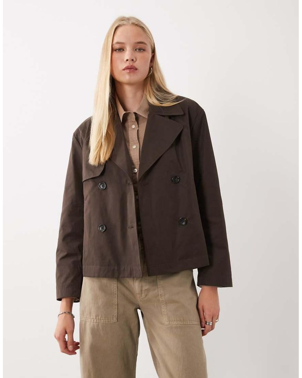 Mango Brown Teen Cropped Trench