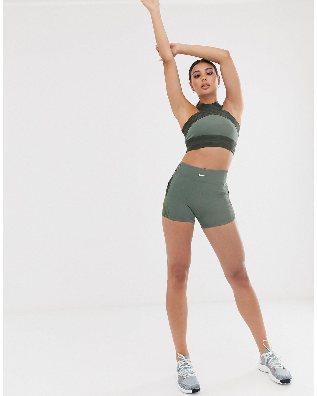 Nike - Pro Training - Short 3 pouces à bandes - Kaki Nike en coloris Vert |  Lyst