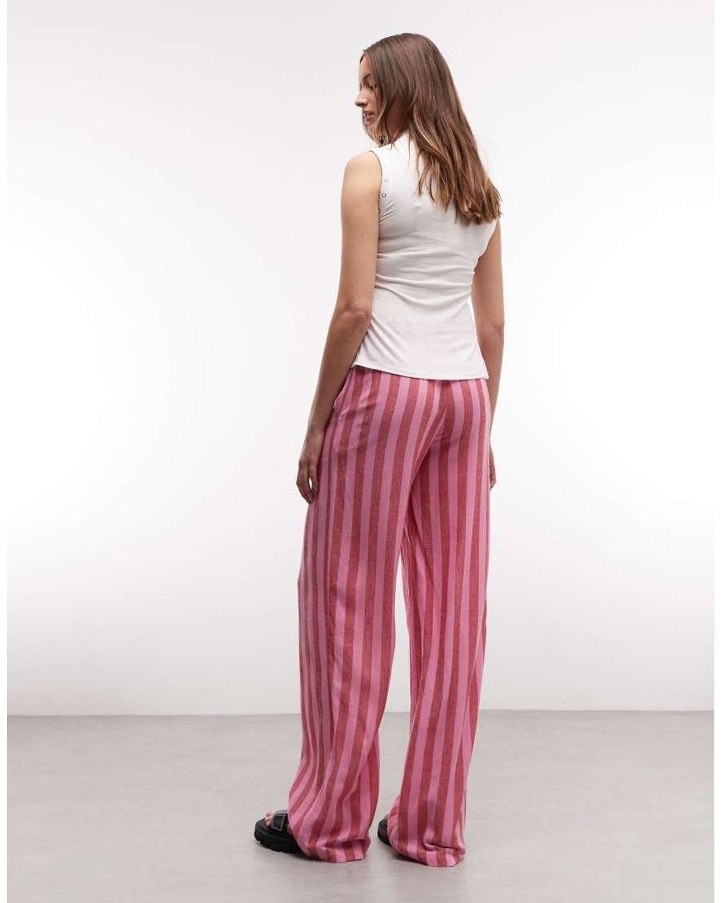 Noisy May Pink Linen Mix Pants