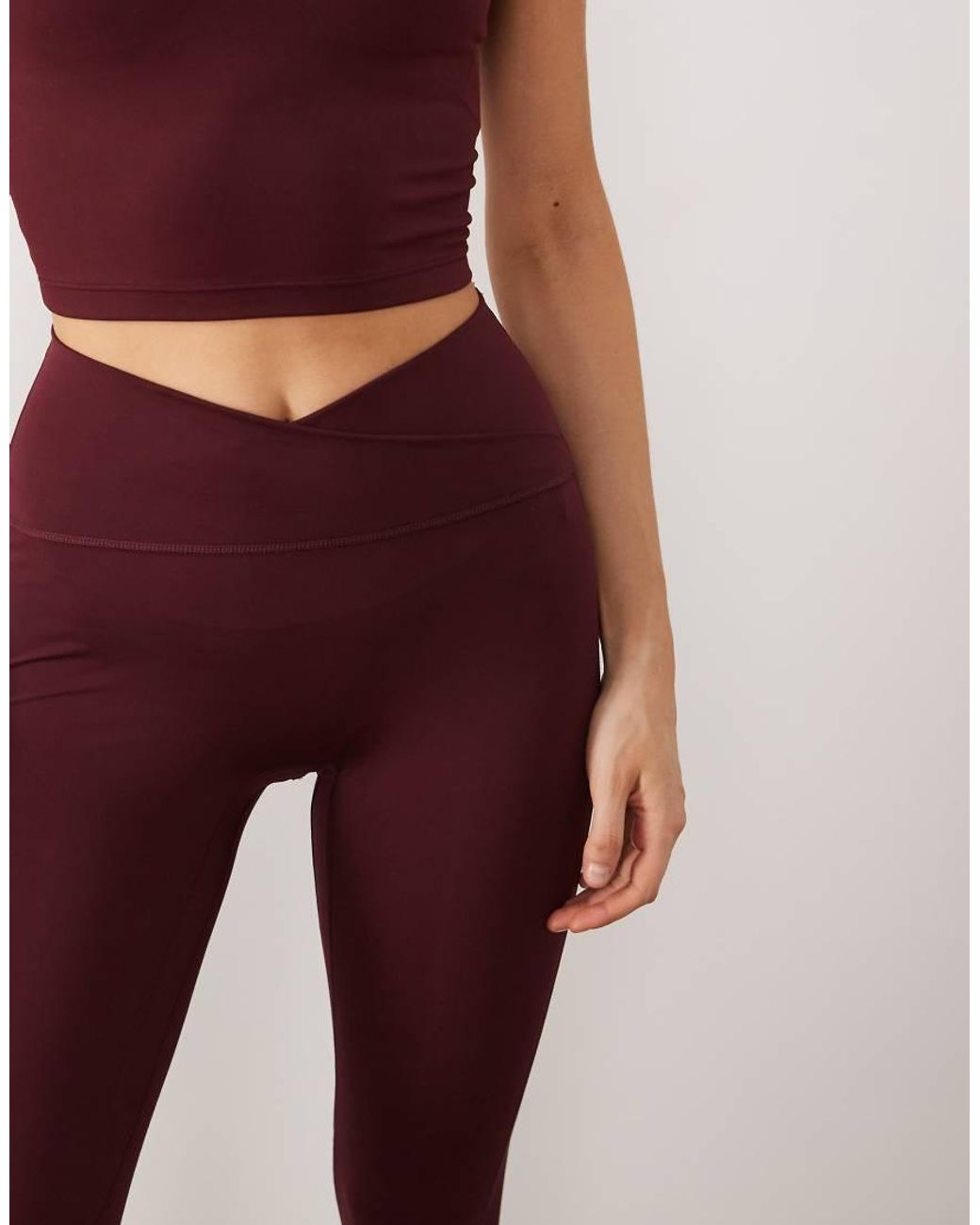 Adidas Originals Red Three Stripes Studios Crossover Waistband Leggings
