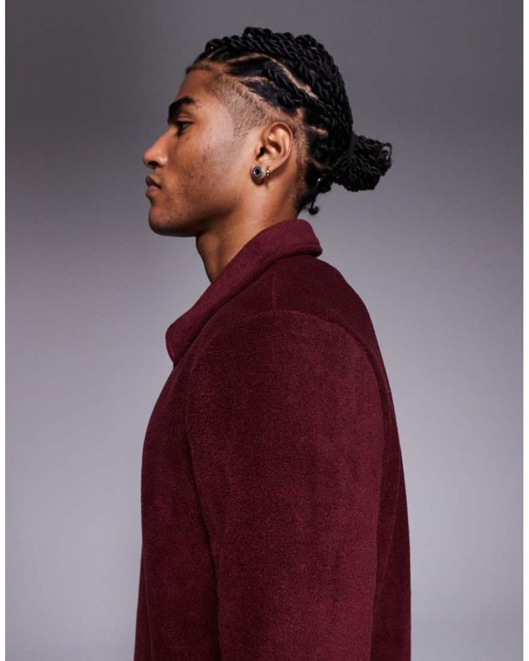 ASOS Red Quarter Zip Fleece Sweatshirt With Collar for men