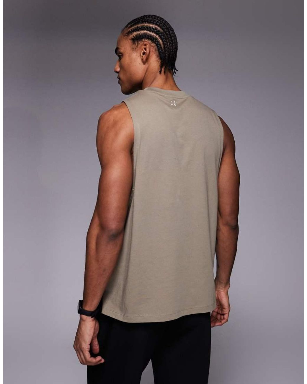 4505 Gray Icon Cotton Drop Armhole Training Vest With Quick Dry Finish for men