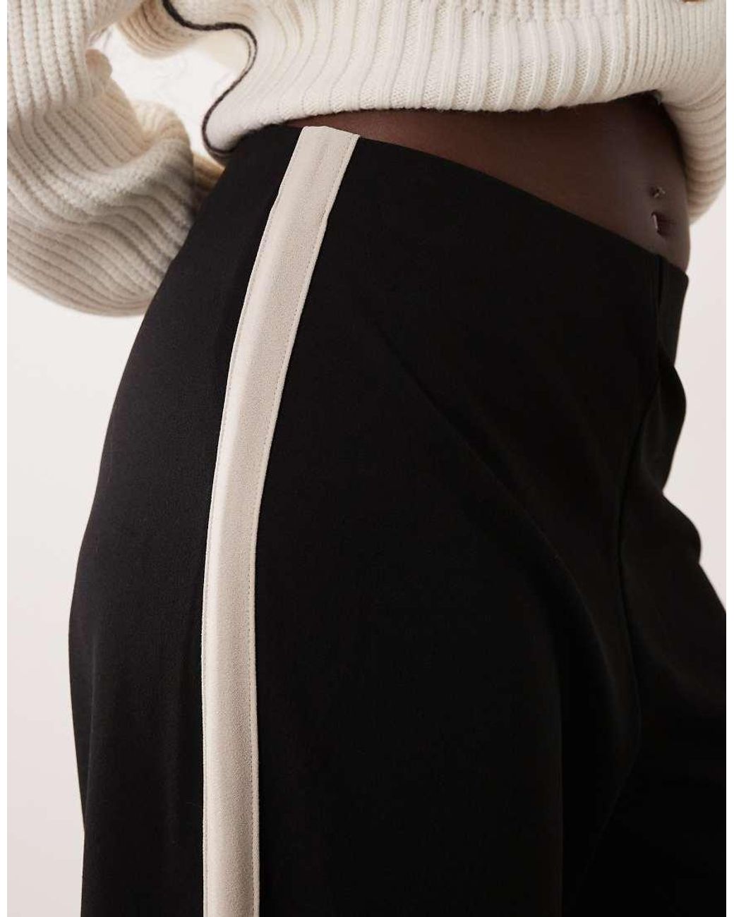Jdy Natural Wide Leg Trousers With Side Stripe