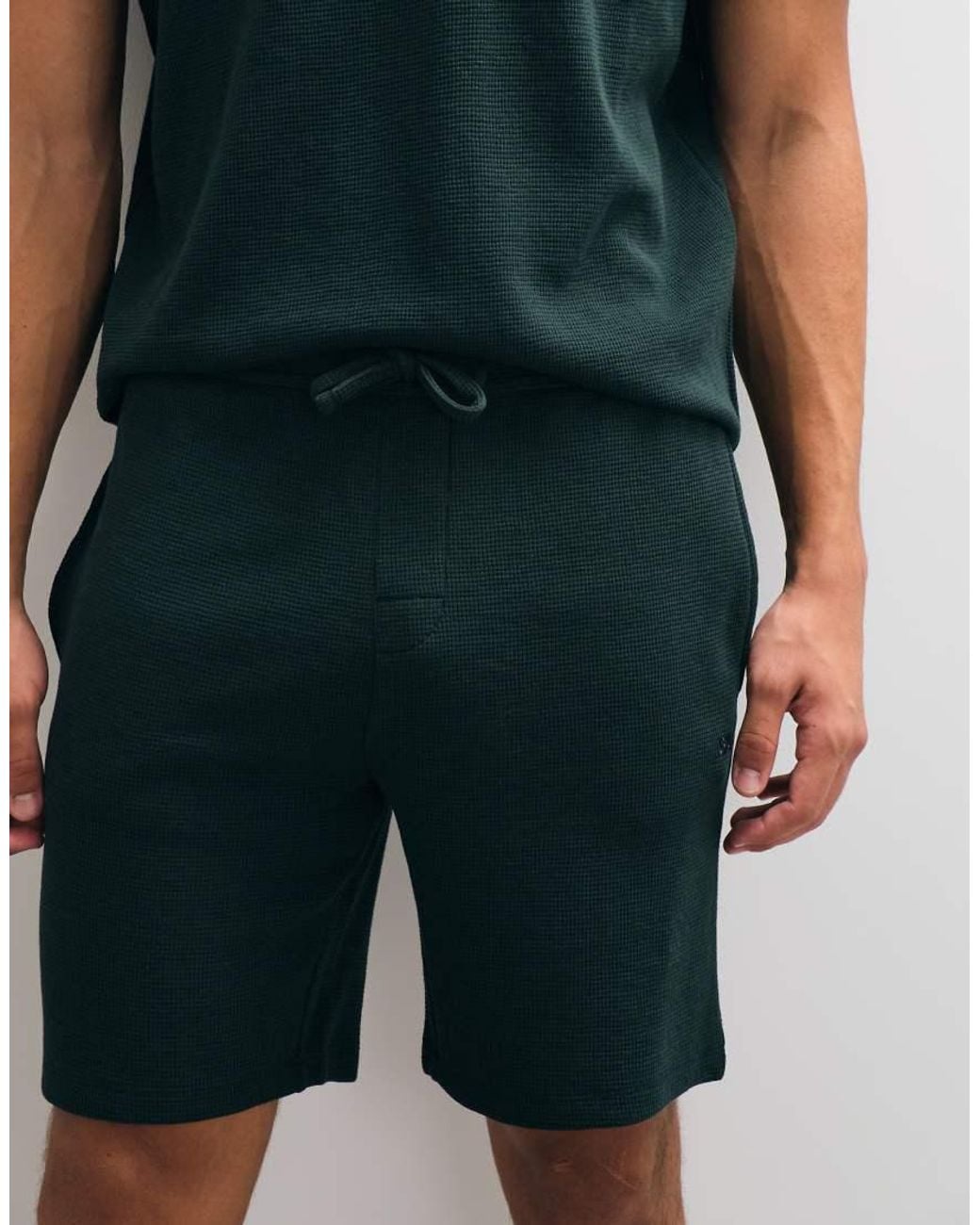 Boss Blue Co-Ord Waffle Lounge Shorts for men