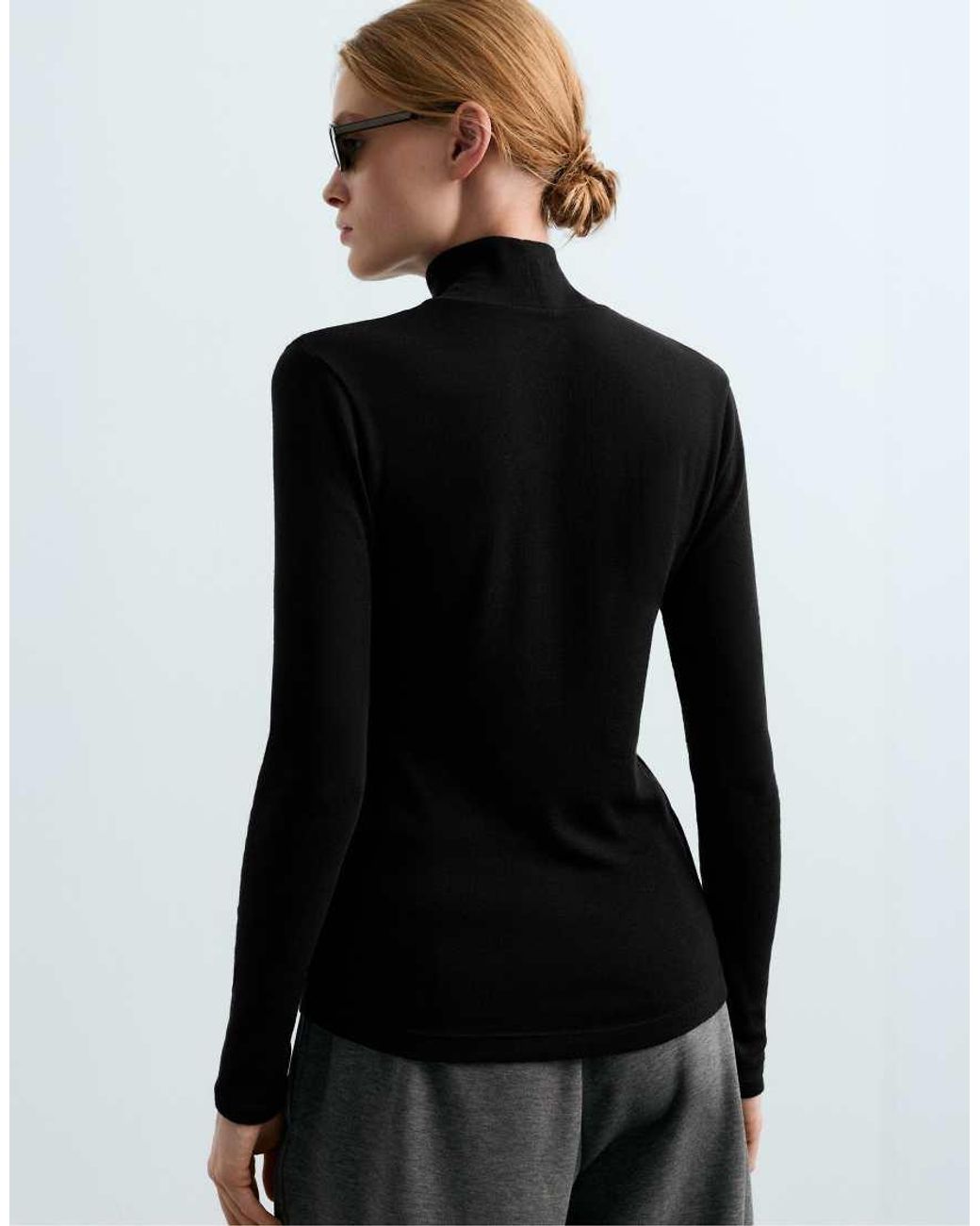 Oysho Black T-Shirt Base Layer Rib
